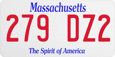 MA license plate 279DZ2