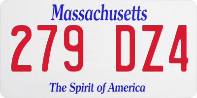 MA license plate 279DZ4