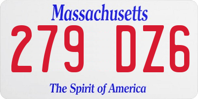 MA license plate 279DZ6