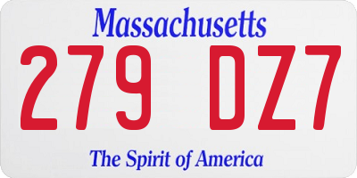 MA license plate 279DZ7