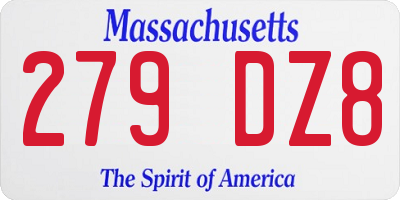 MA license plate 279DZ8