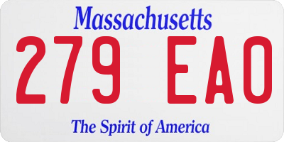MA license plate 279EA0