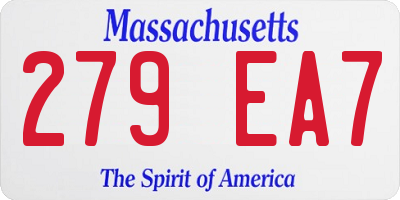 MA license plate 279EA7