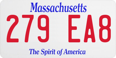 MA license plate 279EA8