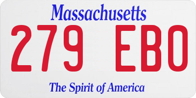 MA license plate 279EB0