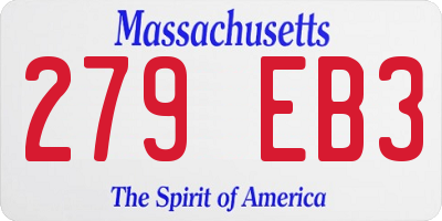 MA license plate 279EB3