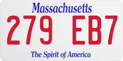 MA license plate 279EB7