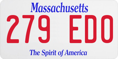 MA license plate 279ED0