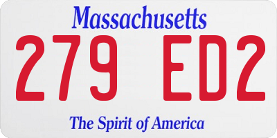 MA license plate 279ED2