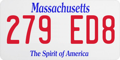 MA license plate 279ED8
