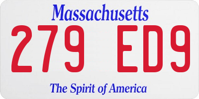 MA license plate 279ED9