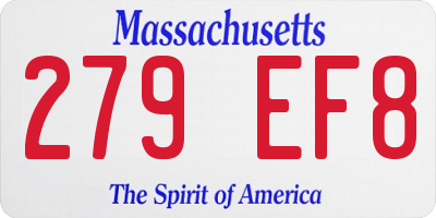 MA license plate 279EF8