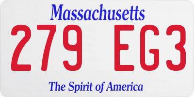 MA license plate 279EG3