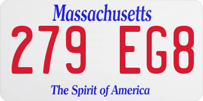 MA license plate 279EG8
