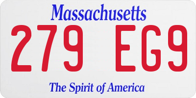 MA license plate 279EG9