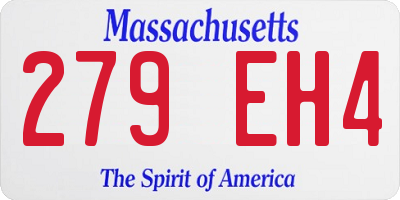 MA license plate 279EH4