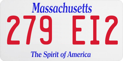 MA license plate 279EI2