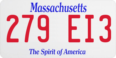 MA license plate 279EI3