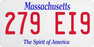 MA license plate 279EI9