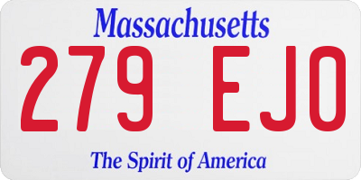 MA license plate 279EJ0