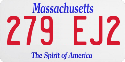 MA license plate 279EJ2