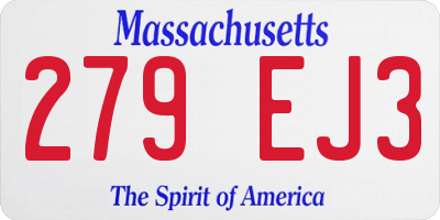 MA license plate 279EJ3