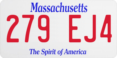 MA license plate 279EJ4