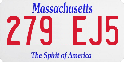 MA license plate 279EJ5