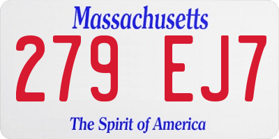 MA license plate 279EJ7