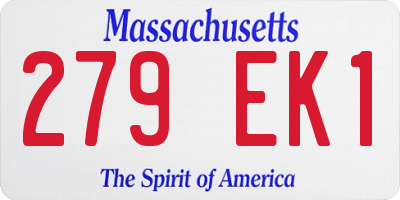 MA license plate 279EK1