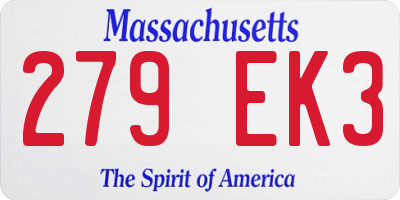 MA license plate 279EK3
