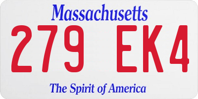 MA license plate 279EK4