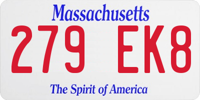 MA license plate 279EK8