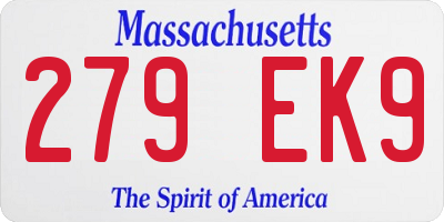 MA license plate 279EK9