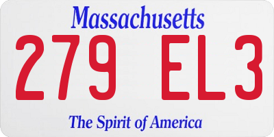 MA license plate 279EL3