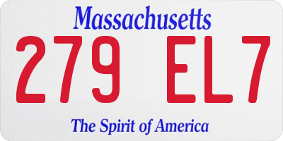 MA license plate 279EL7