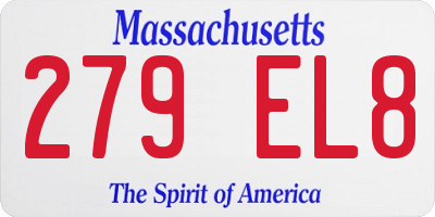MA license plate 279EL8