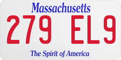 MA license plate 279EL9