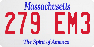 MA license plate 279EM3