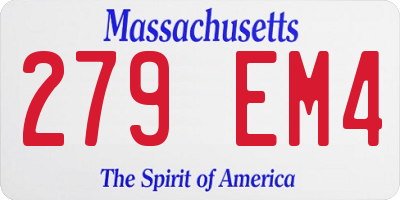 MA license plate 279EM4
