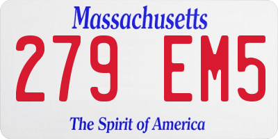 MA license plate 279EM5