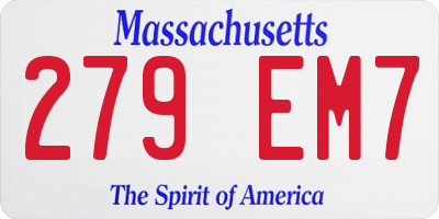 MA license plate 279EM7