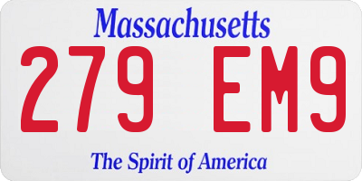MA license plate 279EM9