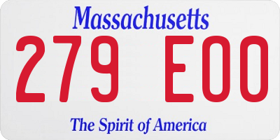 MA license plate 279EO0