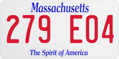 MA license plate 279EO4