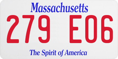 MA license plate 279EO6