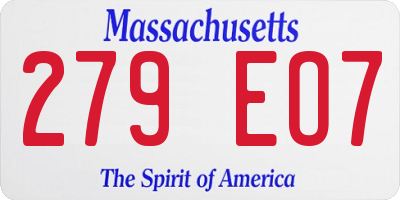 MA license plate 279EO7