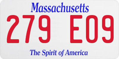 MA license plate 279EO9