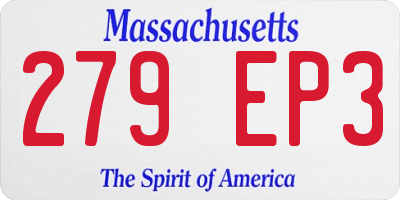 MA license plate 279EP3