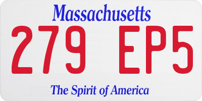 MA license plate 279EP5